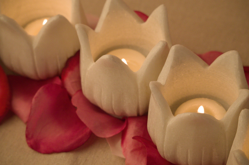 Lotus Marble Tealight Holder Set of 2