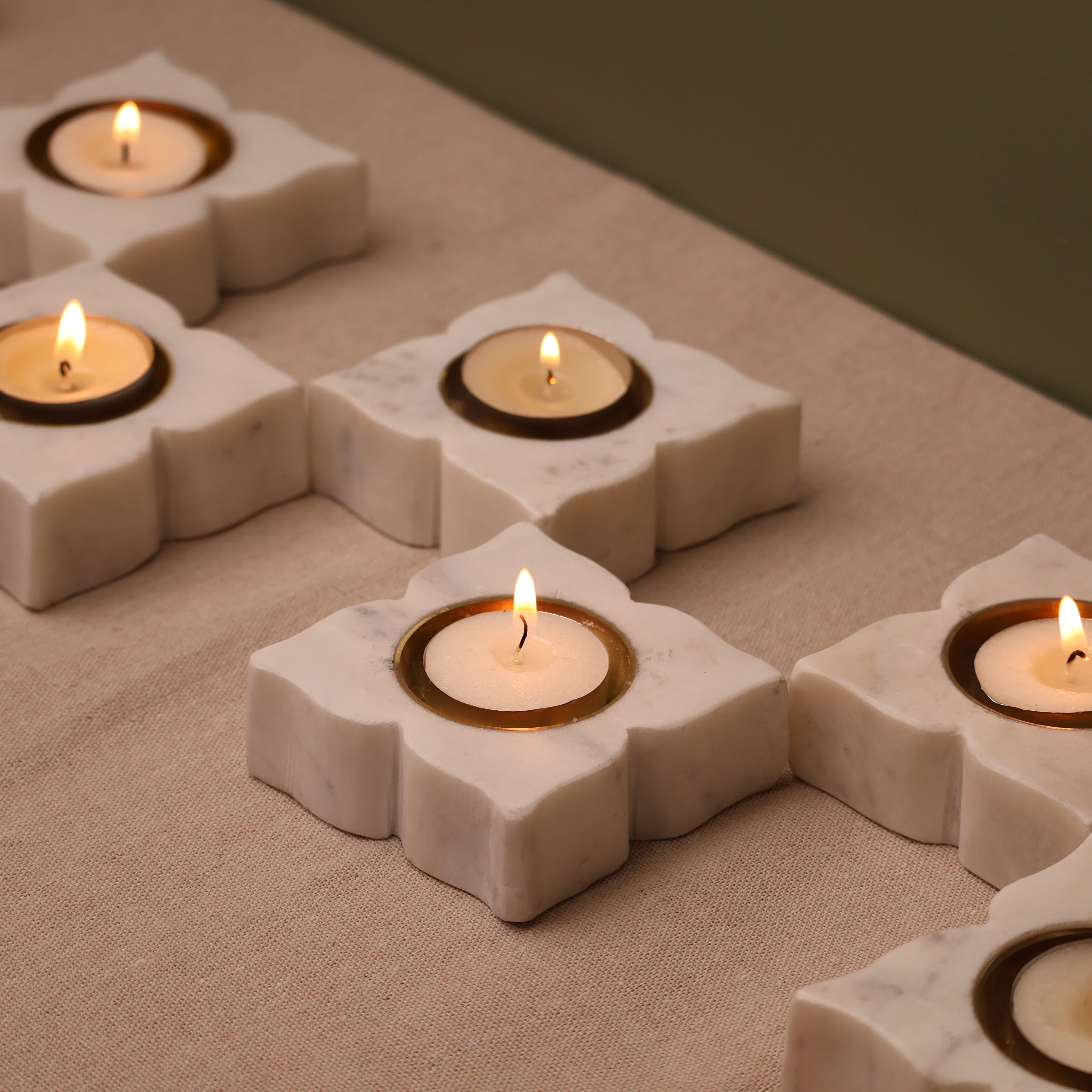 Saanjh Marble Tealight Holder Set of 2
