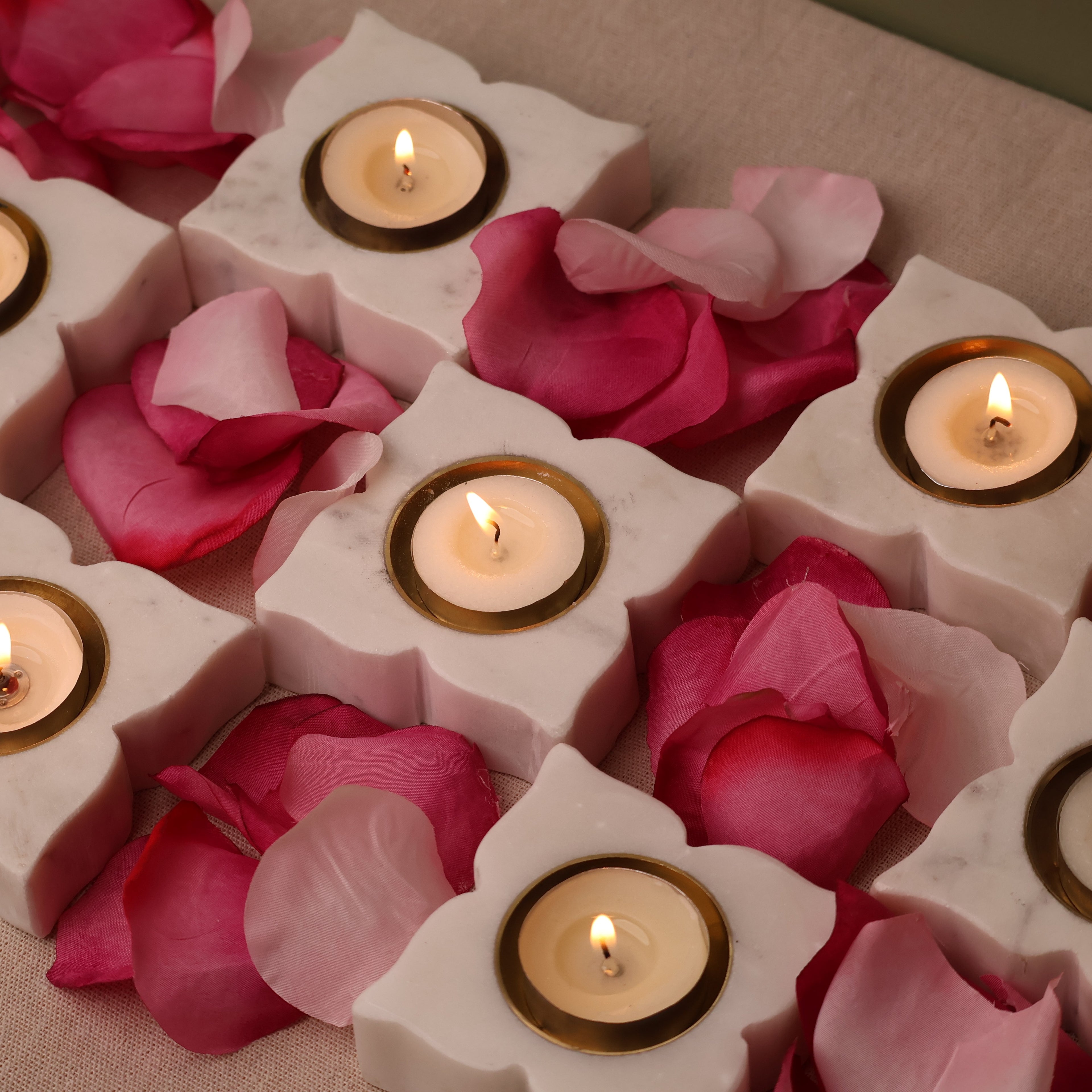 Saanjh Marble Tealight Holder Set of 2