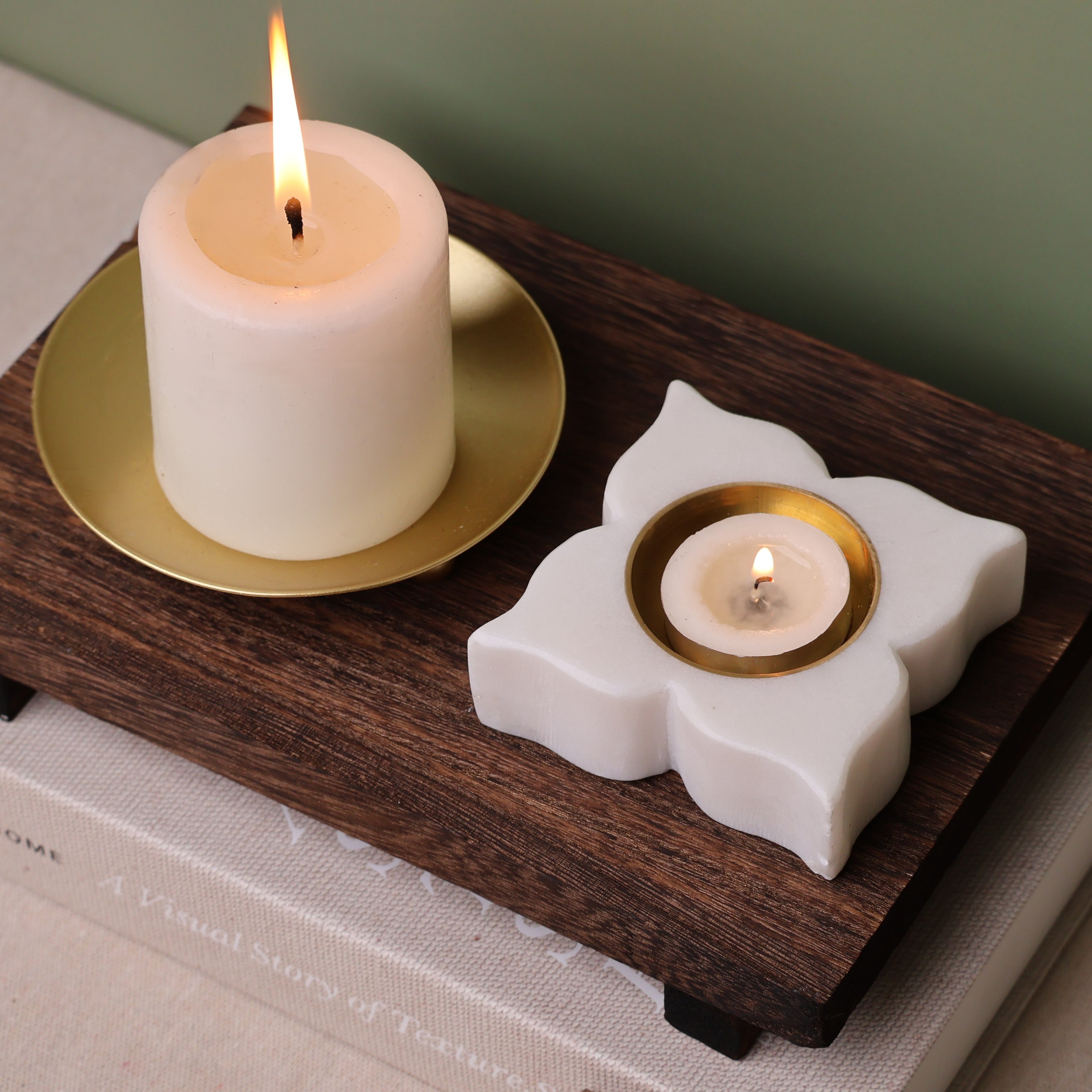 Saanjh Marble Tealight Holder Set of 2